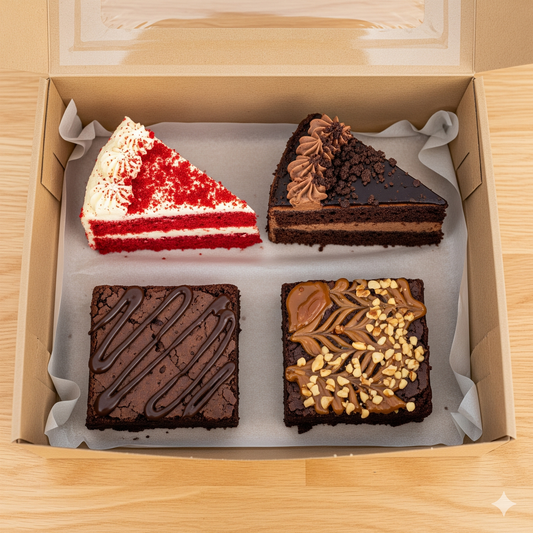 Indulgence Box (2 Brownies + 2 Cakes)