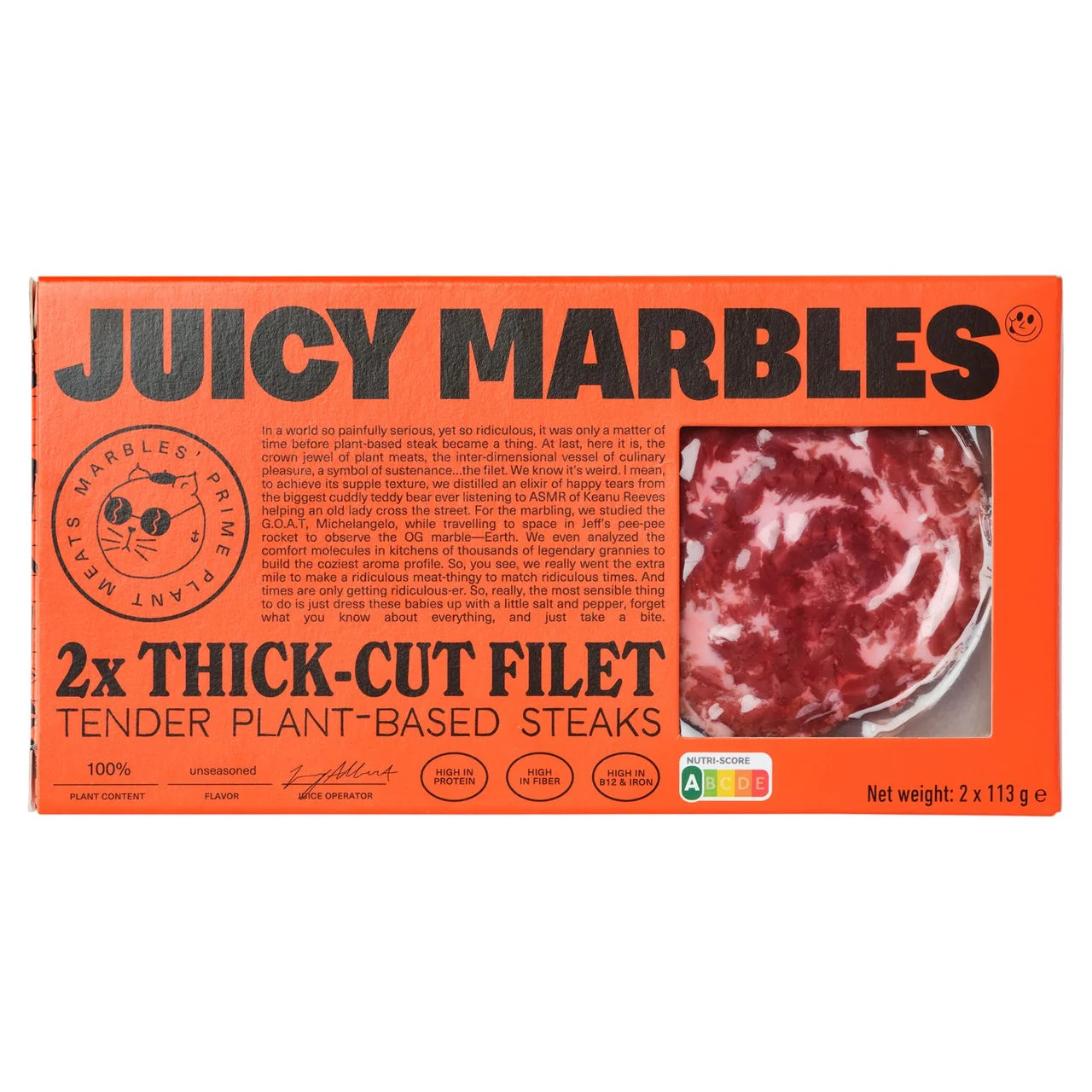 Juicy Marbles 2x Thick-Cut Filet Plant-Based Steaks 226g